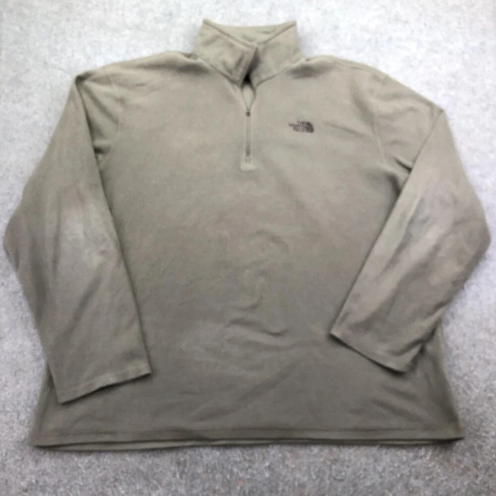 The North Face Pullover Mens XL Green 1/4 Zip Long Sleeve Fleece Hiking Top